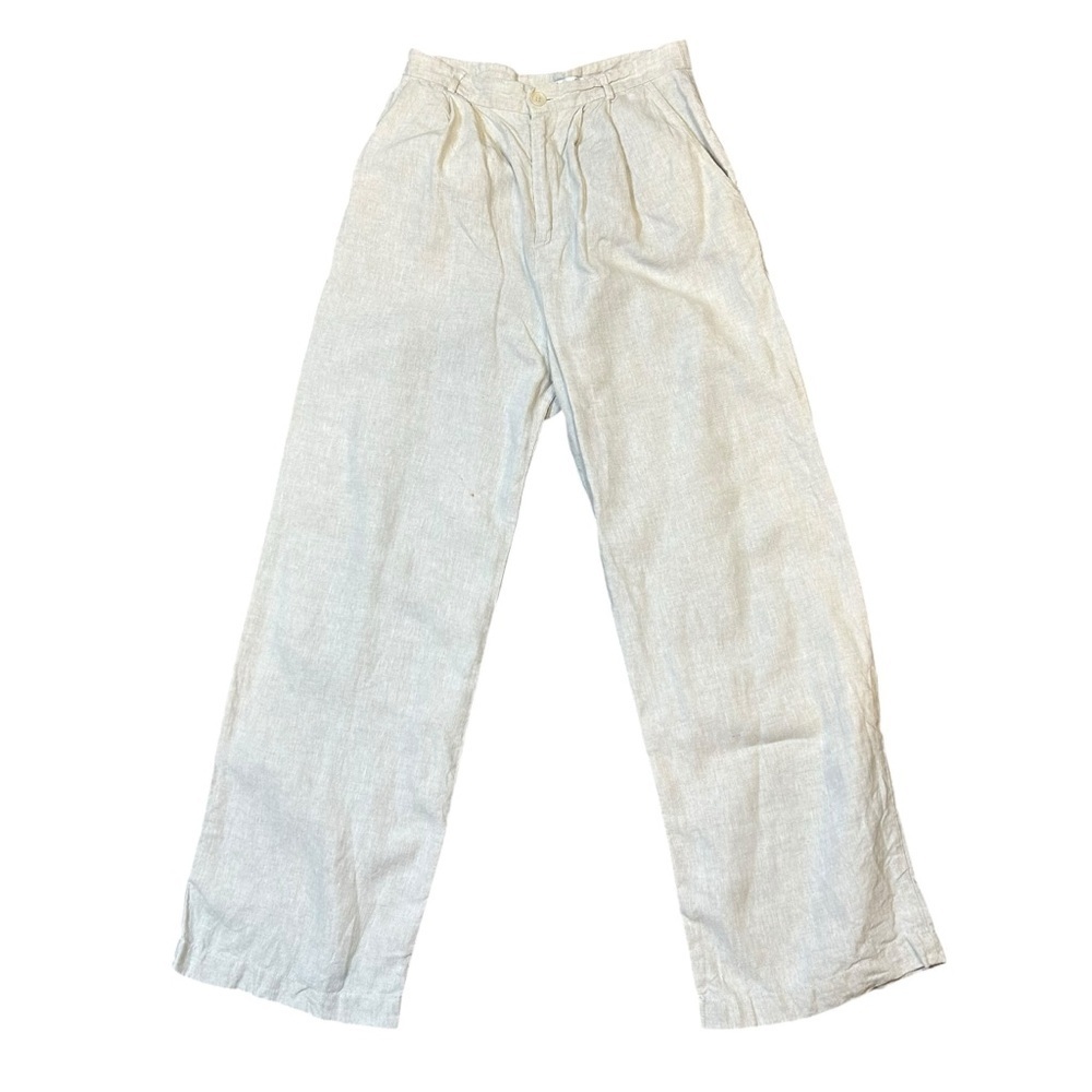 Reformation oatmeal linen vesta wide leg pleated trouser pants size 8 career - Picture 2 of 14
